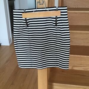 Sunday Best Black and White Striped Pencil Skirt with Two Front Zippers.